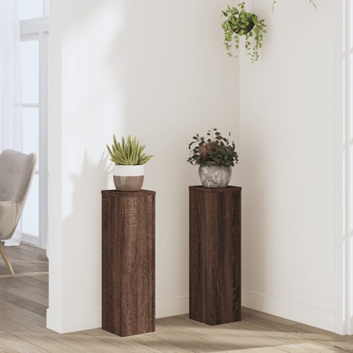 vidaXL Stalci za biljke 2 kom smeđa boja hrasta 17 x 17 x 60 cm drveni