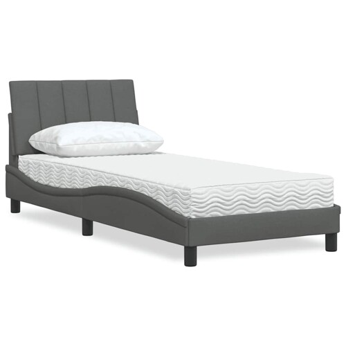 vidaXL Krevet s madracem tamnosivi 90x200 cm od tkanine