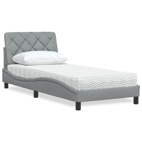 vidaXL Krevet s madracem svjetlosivi 90x200cm tkanina
