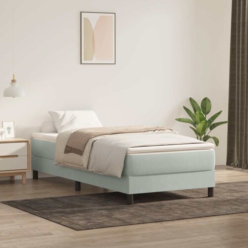 vidaXL Box Spring krevet bez madracem svijetlo sivi 80x220 cm samt