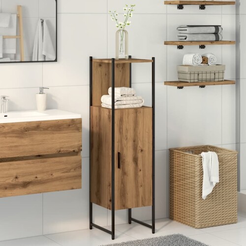 vidaXL Kupaonski ormarić artisan hrast 33x33x120,5cm konstruirano drvo
