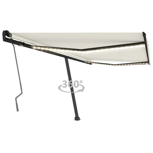 vidaXL Tenda na ručno uvlačenje s LED svjetlima 450 x 350 cm krem