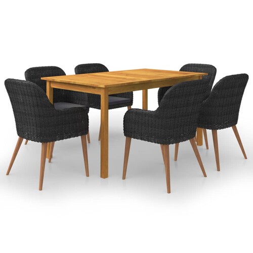 vidaXL 7-dijelni vrtni blagovaonski set crni