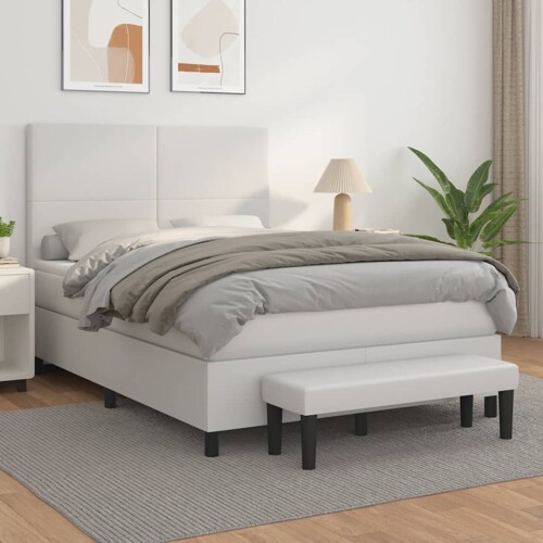 vidaXL Krevet s oprugama i madracem bijeli 140x200 cm od umjetne kože
