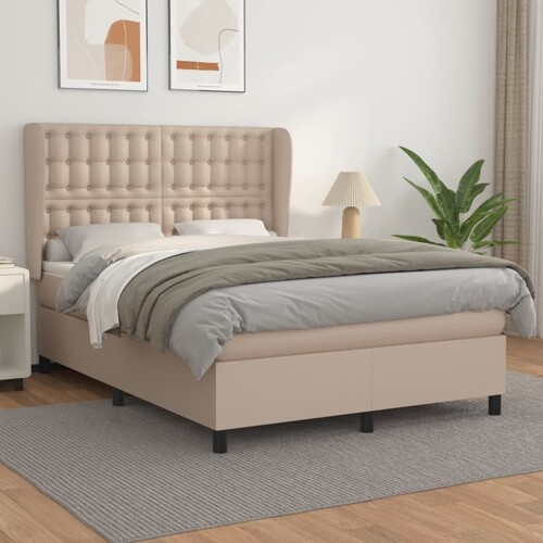 vidaXL Krevet s oprugama i madrac cappuccino 140x200cm od umjetne kože