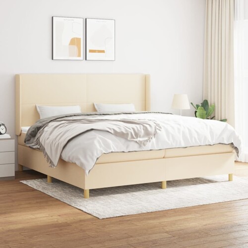 vidaXL Krevet s oprugama i madracem krem 200 x 200 cm od tkanine