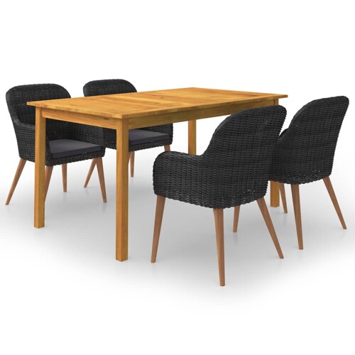 vidaXL 5-dijelni vrtni blagovaonski set crni