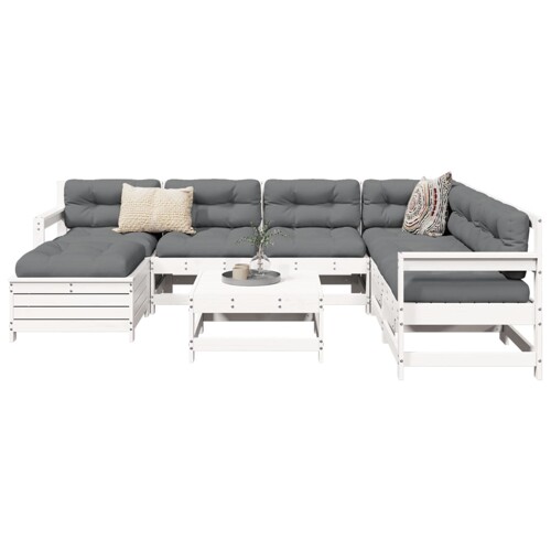 vidaXL 8-dijelni set vrtnih sofa bijeli od masivne borovine