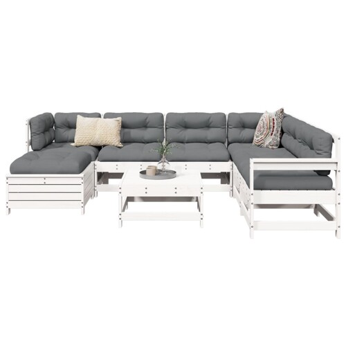 vidaXL 8-dijelni set vrtnih sofa bijeli od masivne borovine