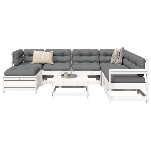 vidaXL 8-dijelni set vrtnih sofa bijeli od masivne borovine