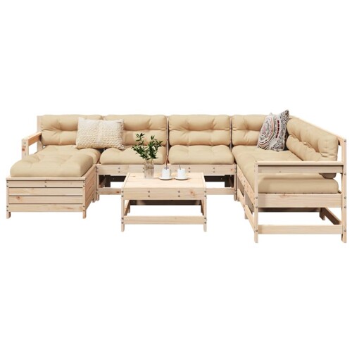 vidaXL 8-dijelni set vrtnih sofa od masivne borovine