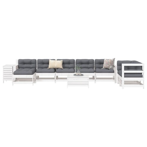 vidaXL 10-dijelni set vrtnih sofa bijeli od masivne borovine