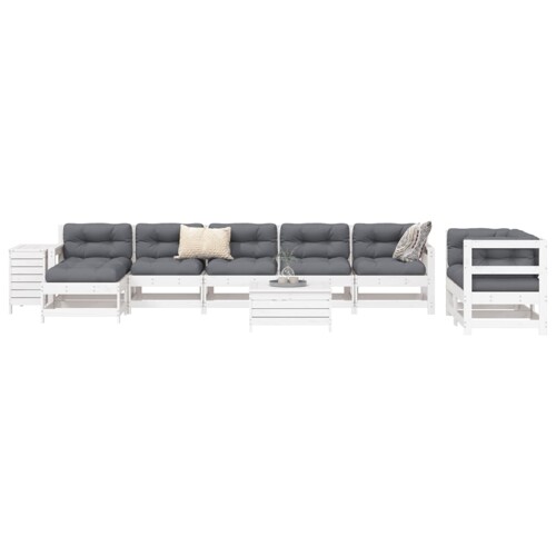vidaXL 10-dijelni set vrtnih sofa bijeli od masivne borovine
