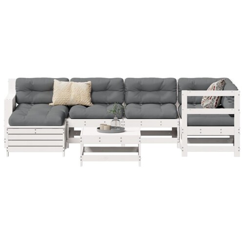 vidaXL 7-dijelni set vrtnih sofa bijeli od masivne borovine