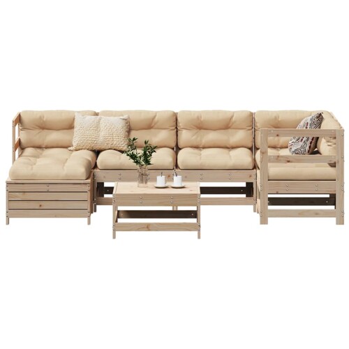 vidaXL 7-dijelni set vrtnih sofa od masivne borovine