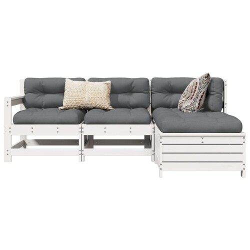 vidaXL 4-dijelni set vrtnih sofa od masivne borovine bijeli