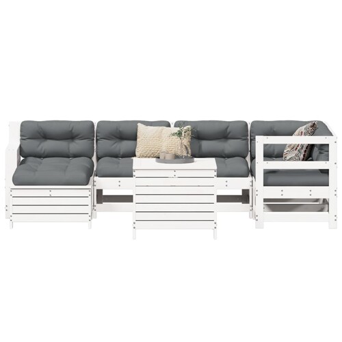 vidaXL 7-dijelni set vrtnih sofa bijeli od masivne borovine
