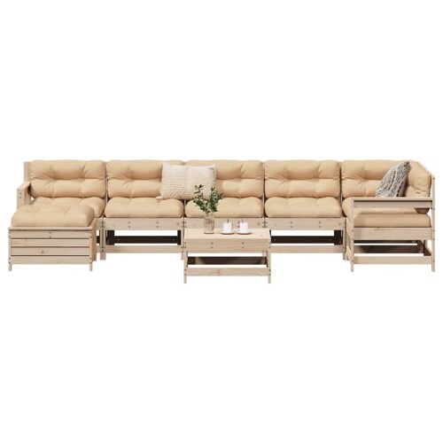 vidaXL 8-dijelni set vrtnih sofa od masivne borovine