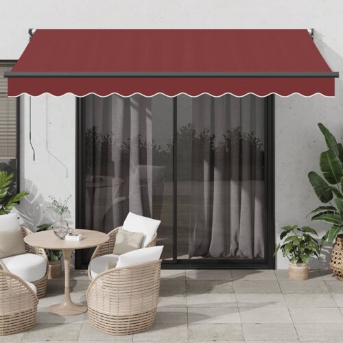 vidaXL Tenda na ručno uvlačenje bordo 350 x 250 cm