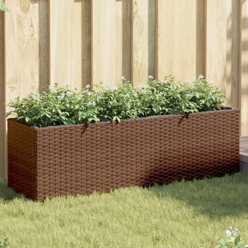 vidaXL Vrtna sadilica s 3 posude smeđa 105 x 30 x 32 cm od poliratana