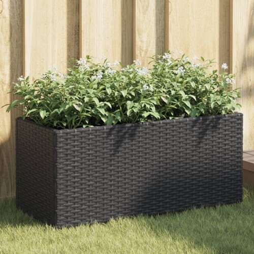 vidaXL Vrtna sadilica s 2 posude crna 72 x 30 x 32 cm od poliratana