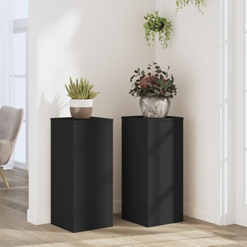 vidaXL Stalci za biljke 2 kom crni 30 x 30 x 70 cm konstruirano drvo