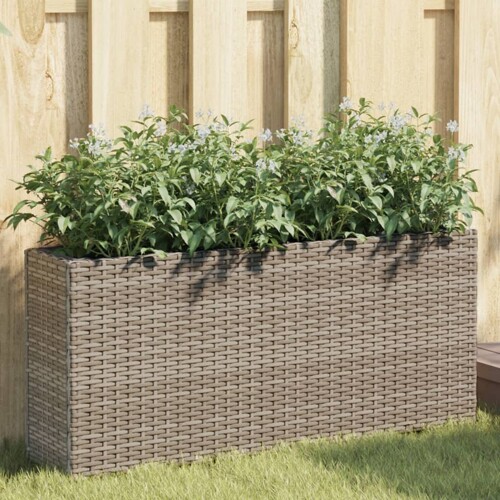 vidaXL Vrtne sadilice s 2 posude 2 kom sive 90 x 20 x 40 cm poliratan