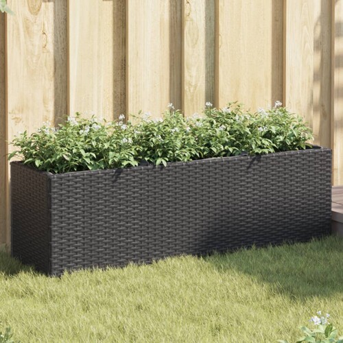 vidaXL Vrtne sadilice s 3 posude 2 kom crne 90 x 20 x 40 cm poliratan