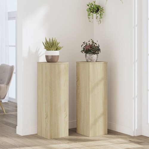 vidaXL Stalci za biljke 2 kom boja hrasta 25x25x80cm konstruirano drvo