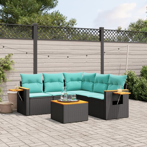 vidaXL 6-dijelni set vrtnih sofa od poliratana s jastucima crni