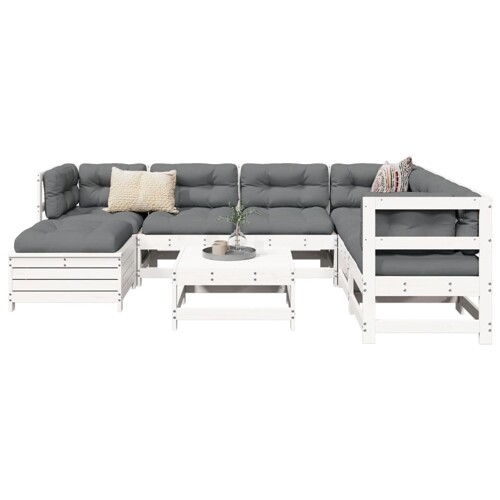 vidaXL 8-dijelni set vrtnih sofa bijeli od masivne borovine