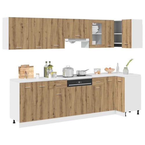 vidaXL 11-dijelni set kuhinjskih ormarića Artisan hrast
