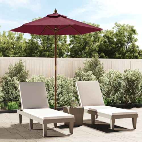 vidaXL Vrtni suncobran s drvenim stupom bordo 196 x 231 cm