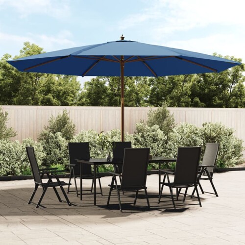 vidaXL Vrtni suncobran s drvenim stupom azurnoplava 400x273 cm