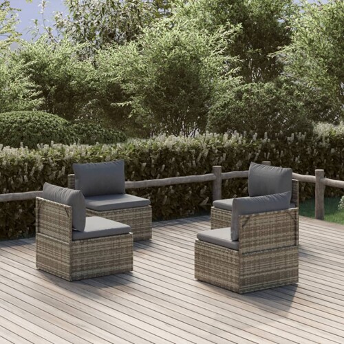 vidaXL Srednje vrtne sofe 4 kom sive 57 x 57 x 56 cm od poliratana