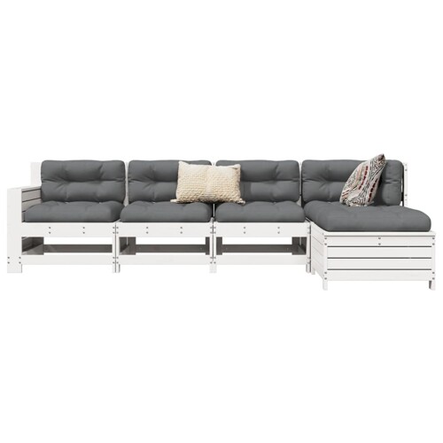 vidaXL 5-dijelni set vrtnih sofa bijeli od masivne borovine