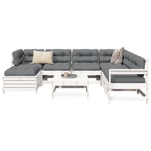 vidaXL 8-dijelni set vrtnih sofa bijeli od masivne borovine