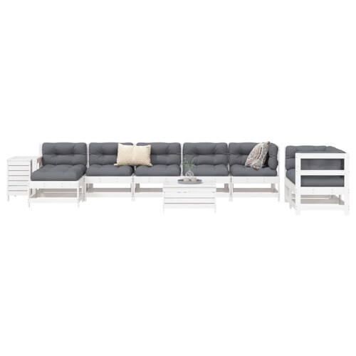 vidaXL 10-dijelni set vrtnih sofa bijeli od masivne borovine
