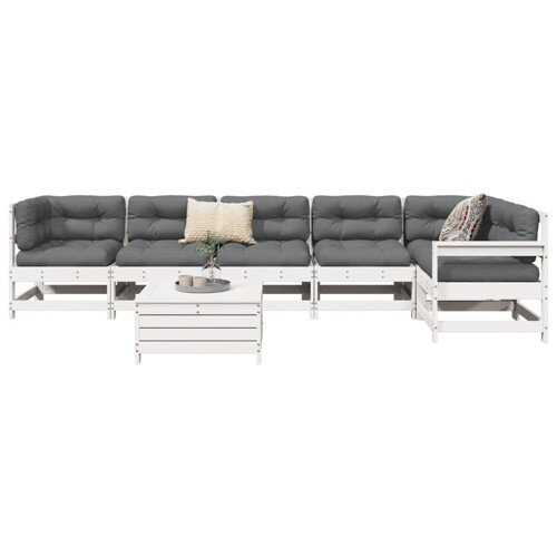 vidaXL 7-dijelni set vrtnih sofa bijeli od masivne borovine