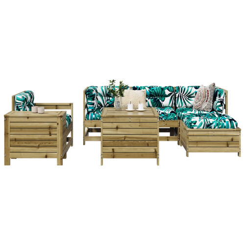 vidaXL 7-dijelni set vrtnih sofa od impregnirane borovine