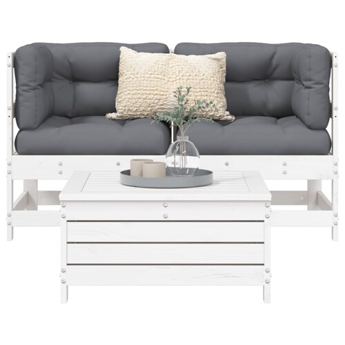 vidaXL 3-dijelni set vrtnih sofa bijeli od masivne borovine