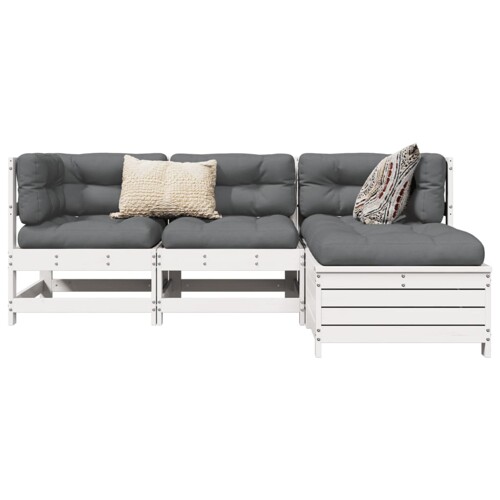 vidaXL 4-dijelni set vrtnih sofa od masivne borovine bijeli