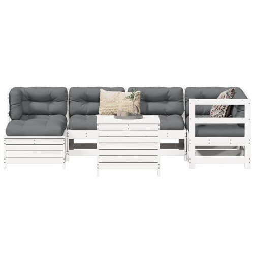 vidaXL 7-dijelni set vrtnih sofa bijeli od masivne borovine