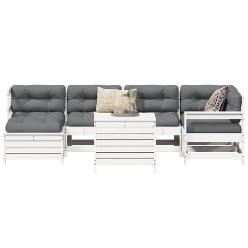 vidaXL 7-dijelni set vrtnih sofa bijeli od masivne borovine