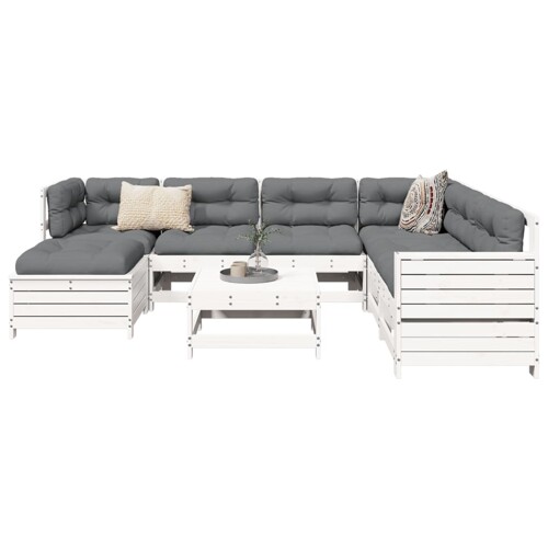 vidaXL 8-dijelni set vrtnih sofa bijeli od masivne borovine