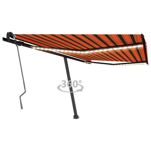 vidaXL Tenda na ručno uvlačenje LED 450 x 350 cm narančasto-smeđa
