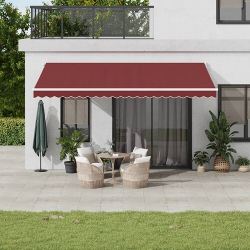 vidaXL Tenda na ručno uvlačenje bordo 500 x 300 cm