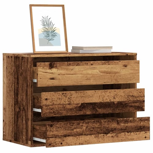 vidaXL Kutna komoda s ladicama boja staro drvo 80x41x58 cm drveni
