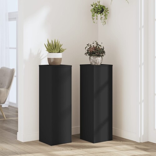 vidaXL Stalci za biljke 2 kom crni 25 x 25 x 80 cm konstruirano drvo
