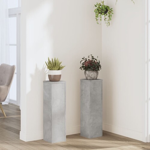 vidaXL Stalci za biljke 2 kom siva boja betona 17 x 17 x 60 cm drveni